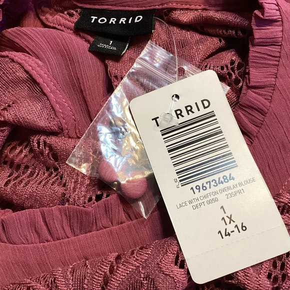 Torrid Top Women Sz 1X Red Burgundy Lace NWT - Picture 10 of 12